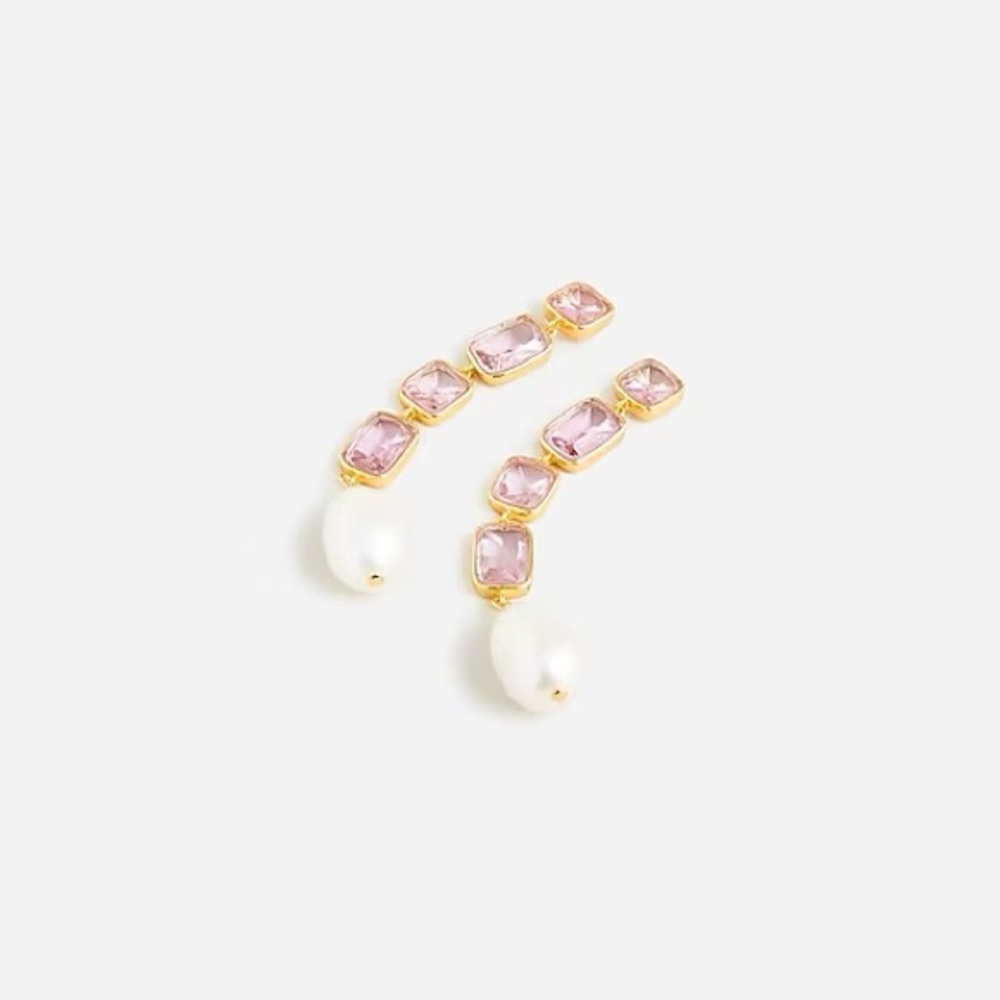 J. CREW•crystal & pearl drop post earrings NWT